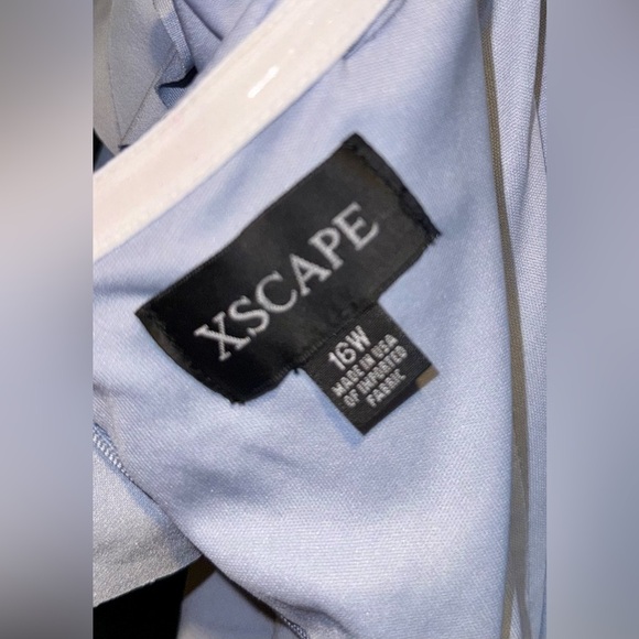 🌟 XSCAPE Ruffle Off-Shoulder Gown | Size 16W | Soft Blue Elegance - Picture 7 of 7